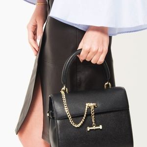 Luana Italy Handbag Paley Leather Satchel Navy Bag